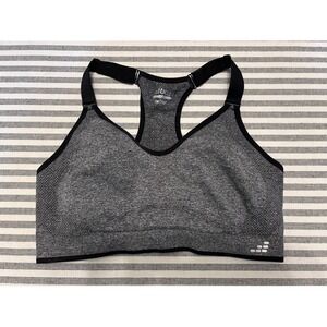 BCG Plus Womens 2X Sports Bra Grey Heathered Racerback Adjustable Straps